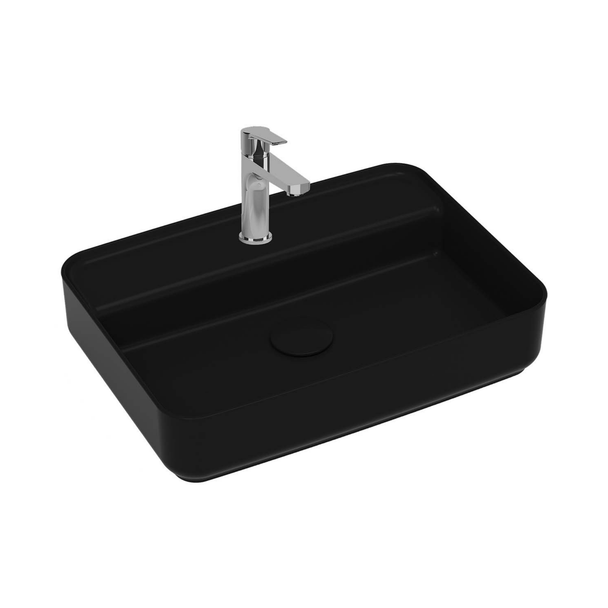 Isvea Infinity Mat Siyah Batarya Delikli Tezgah Üzeri Lavabo 55 cm