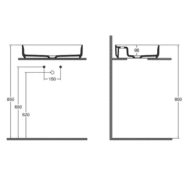Isvea Infinity Mat Siyah Batarya Delikli Tezgah Üzeri Lavabo 55 cm