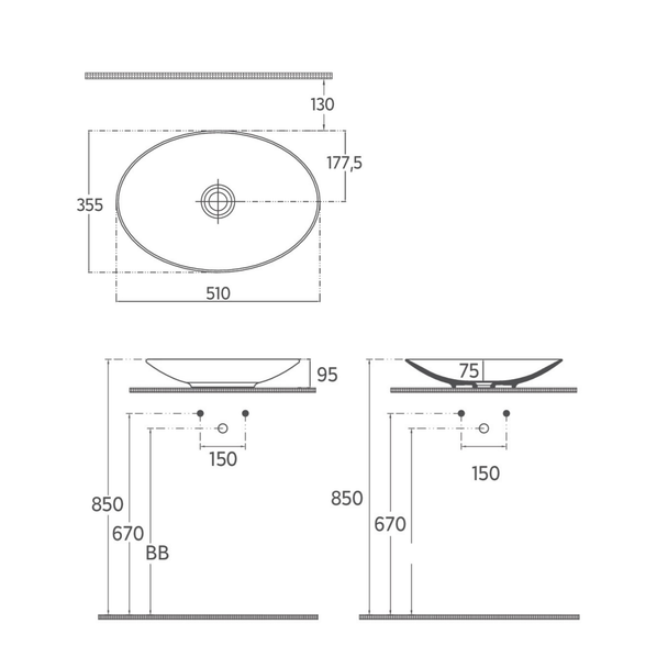 Isvea SistemaY 51 cm Tezgah Üstü Lavabo
