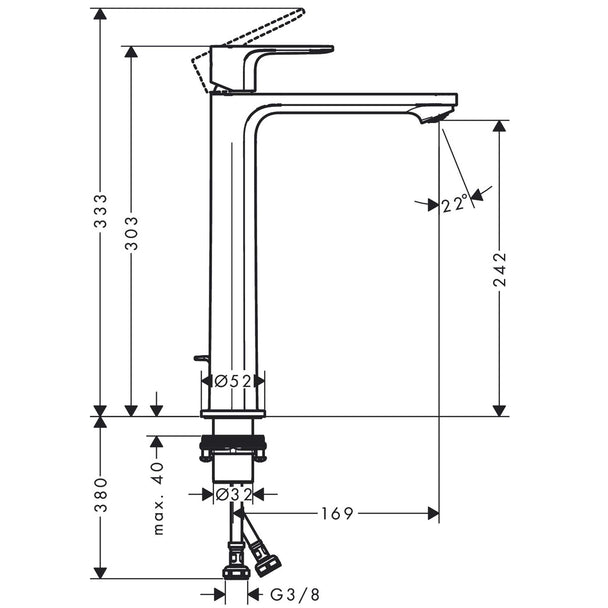 Hansgrohe Rebris S Lavabo Bataryası 240 CoolStart Kumandalı
