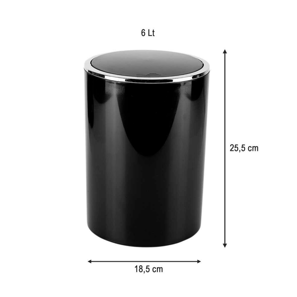 Primanova Lenox Siyah Çöp Kovası 6 L
