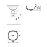 Creavit Mare 38 x 38 cm Tezgah Altı Lavabo
