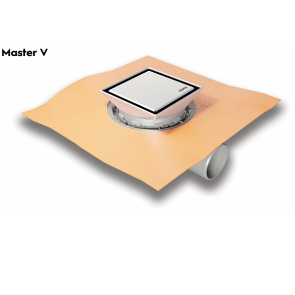 Hüppe MasterV Yalıtımlı Noktasal Su Gideri 15 x 15 cm MAT SİYAH Yandan Çıkışlı