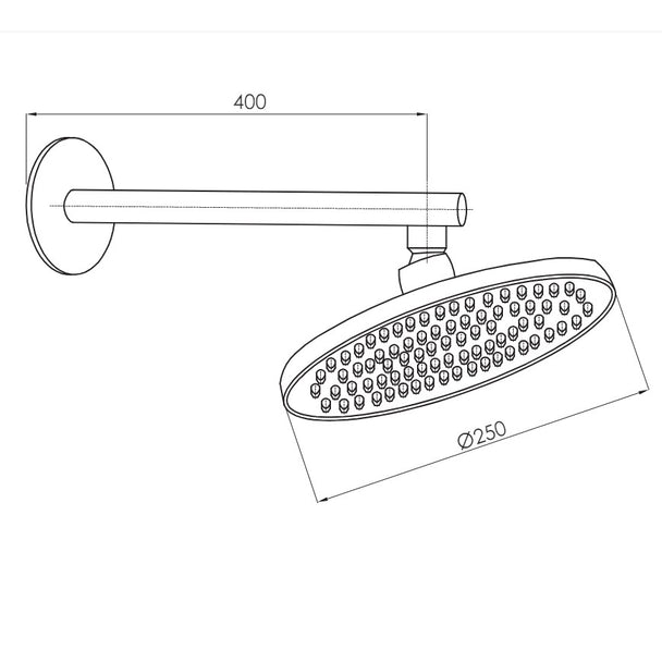 GPD Ankastre Tepe Duşu Yuvarlak 25 Siyah teknik