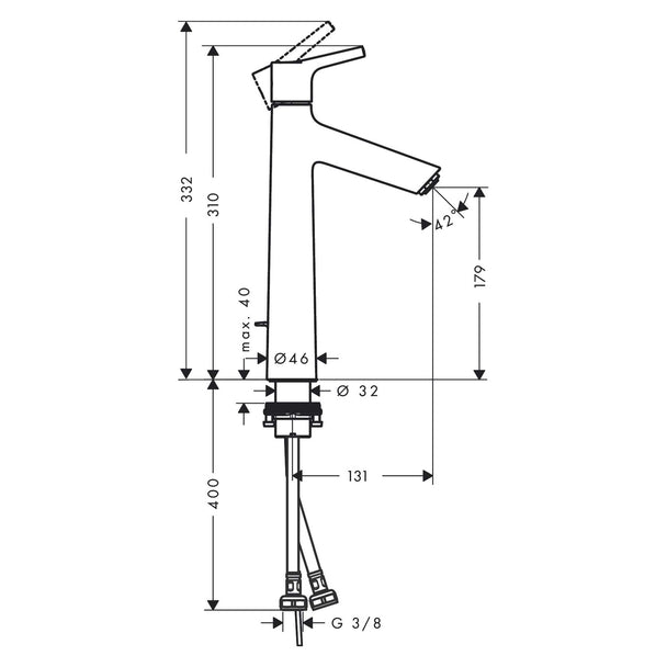 Hansgrohe Talis S Lavabo Bataryası 190  Sifon Kumandalı