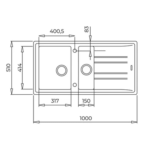Teka Stone 60 B TG Metalik Siyah Eviye 1-½ Hazne