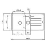 Teka Stone 60 B TG Metalik Siyah Eviye 1-½ Hazne