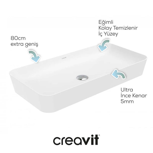 Creavit Ultra 80 cm Lavabo Beyaz