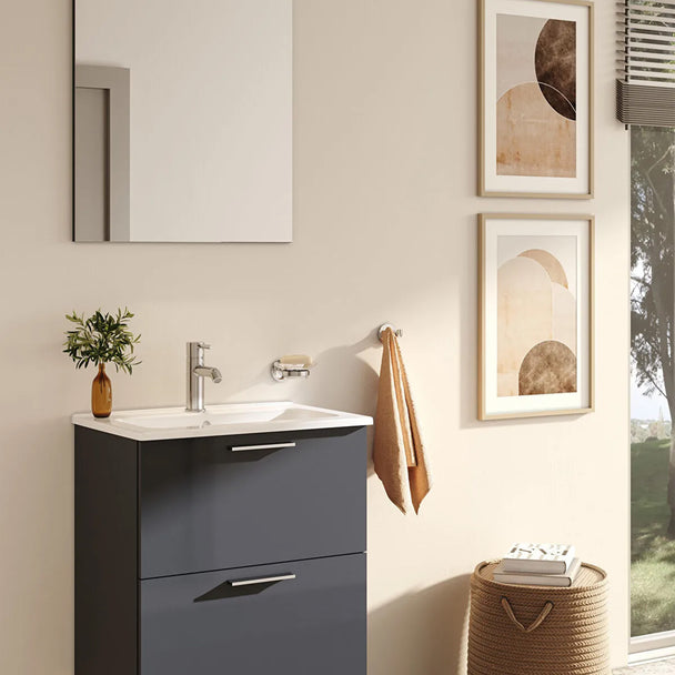 Vitra Mia 60 cm Antrasit Banyo Dolabı + Ayna Seti