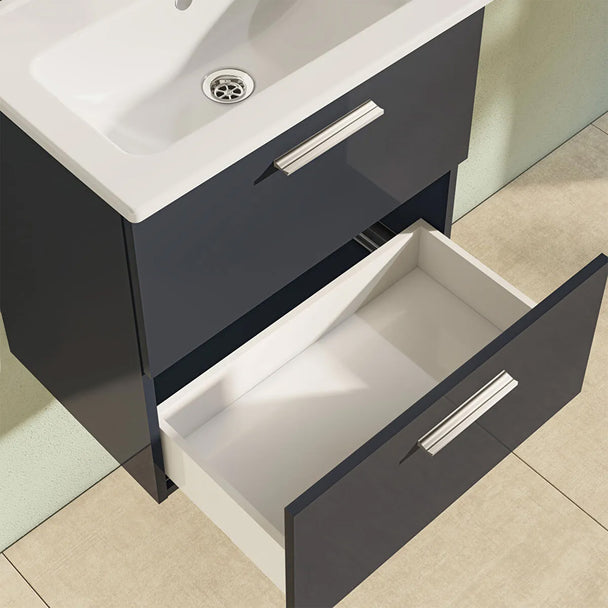 Vitra Mia 60 cm Antrasit Banyo Dolabı + Ayna Seti
