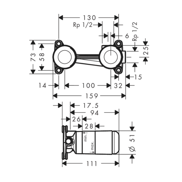 Hansgrohe Tecturis S Ankastre Lavabo Bataryası 225 Krom İç Set Dahil