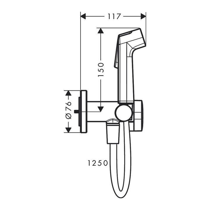 Hansgrohe Bidette 1Jet Ecosmart Krom 125cm — Teknik çizim