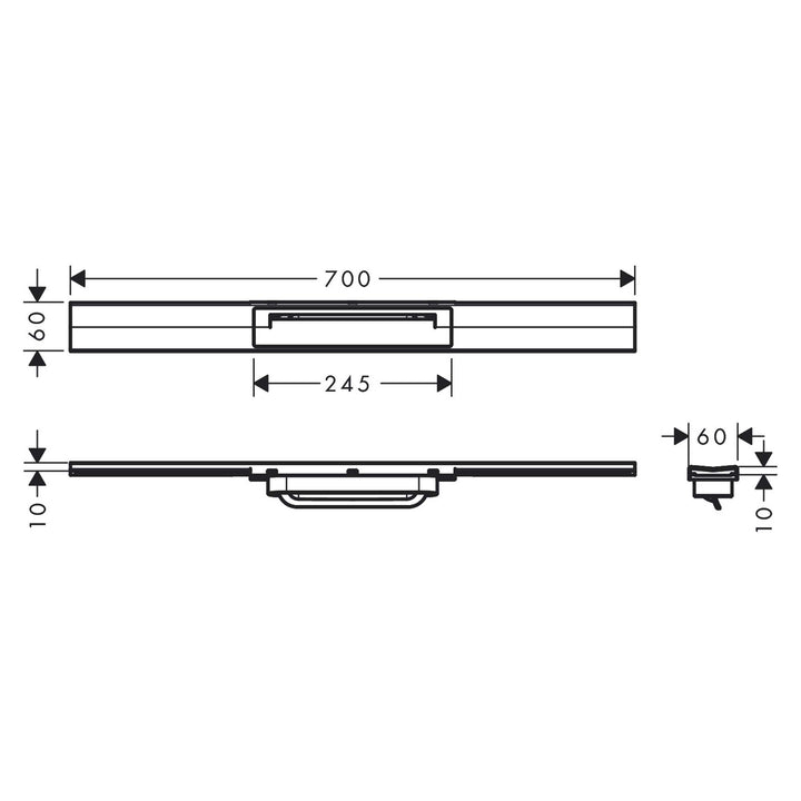 Hansgrohe RainDrain Flex Duş Kanalı 70 cm Kesilebilir Bronz — Teknik çizim