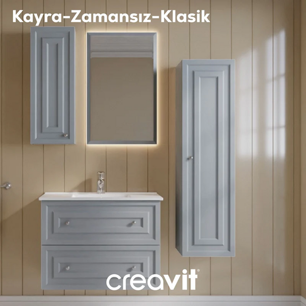 Creavit Kayra 80 cm Takım Mat Gri Çekmeceli (KY0080.42+KY4001.01+KY1030.01)