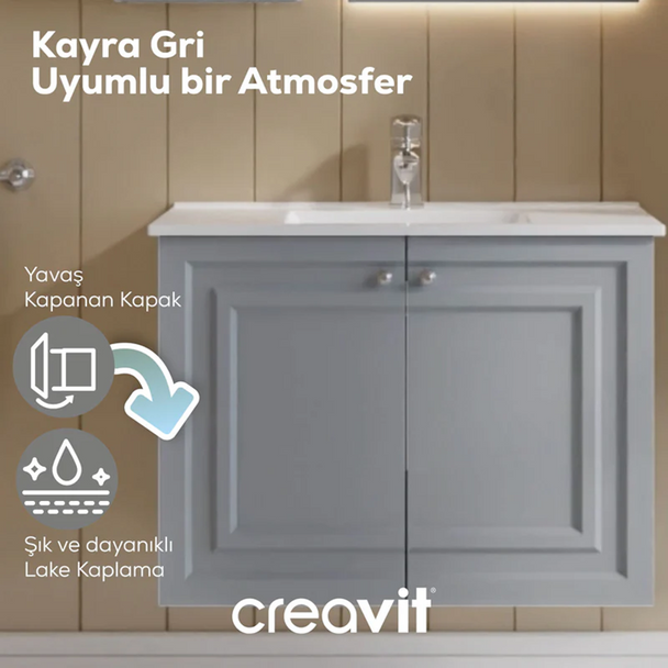 Creavit Kayra 80 cm Takım Mat Gri (KY0080.01+KY4001.01+KY1030.01)