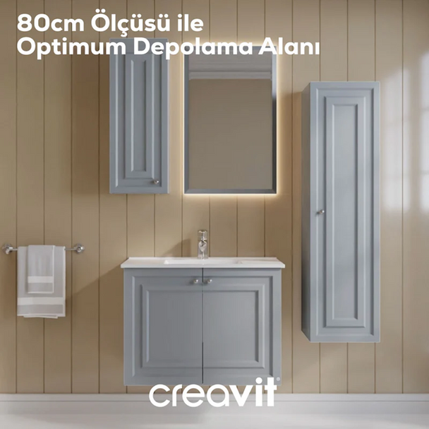 Creavit Kayra 80 cm Takım Mat Gri (KY0080.01+KY4001.01+KY1030.01)