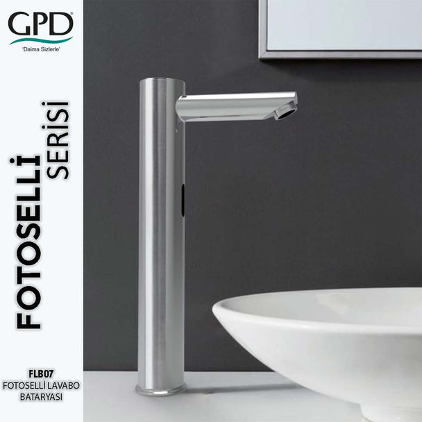 GPD Fotoselli Yüksek Lavabo Bataryası 290 Krom Çift Su Girişli