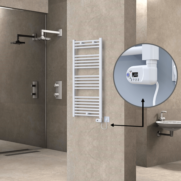 Radiva Haiti Elektrikli Havlupan 500 x 1100 Düz Beyaz (Thesis Termostatlı) 600 W