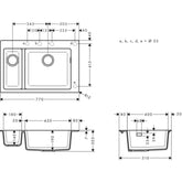 Hansgrohe S510-F635 Ankastre Granit Eviye 180/450 Grafit Siyahı