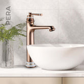 Newarc Pera Çanak Tipi Lavabo Bataryası Parlak Bakır