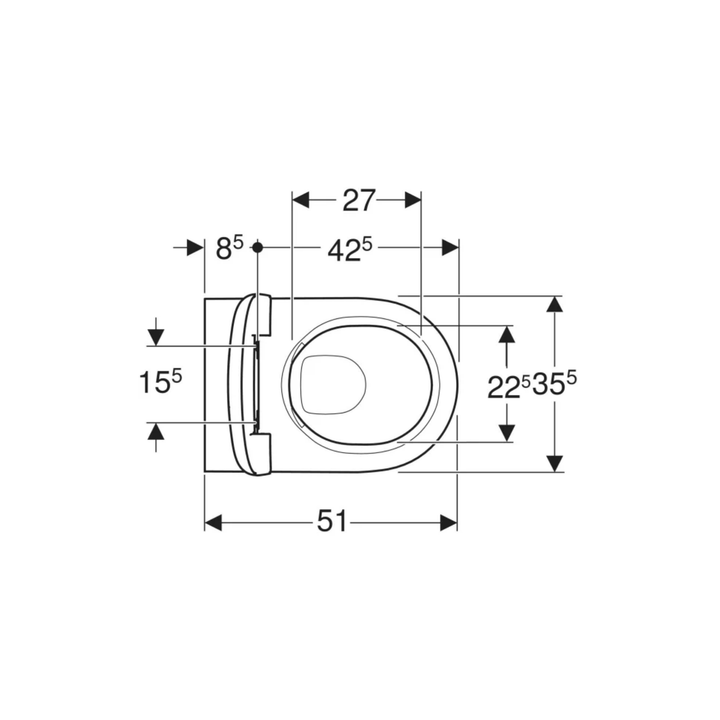Geberit Smyle Round Rimfree Asma Klozet Seti — Teknik çizim