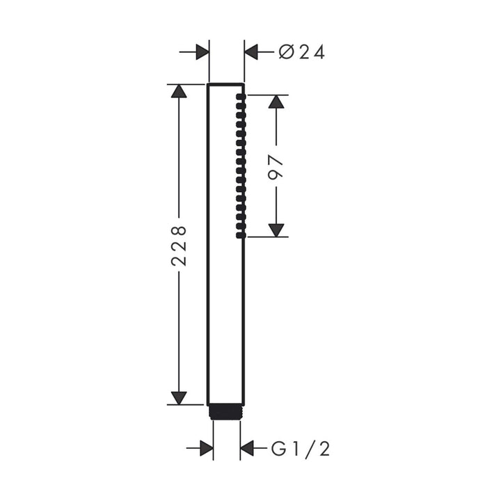 Hansgrohe Pulsify S 100 1 Jet Baton El Duşu  Satin Siyah Ecosmart — Teknik çizim