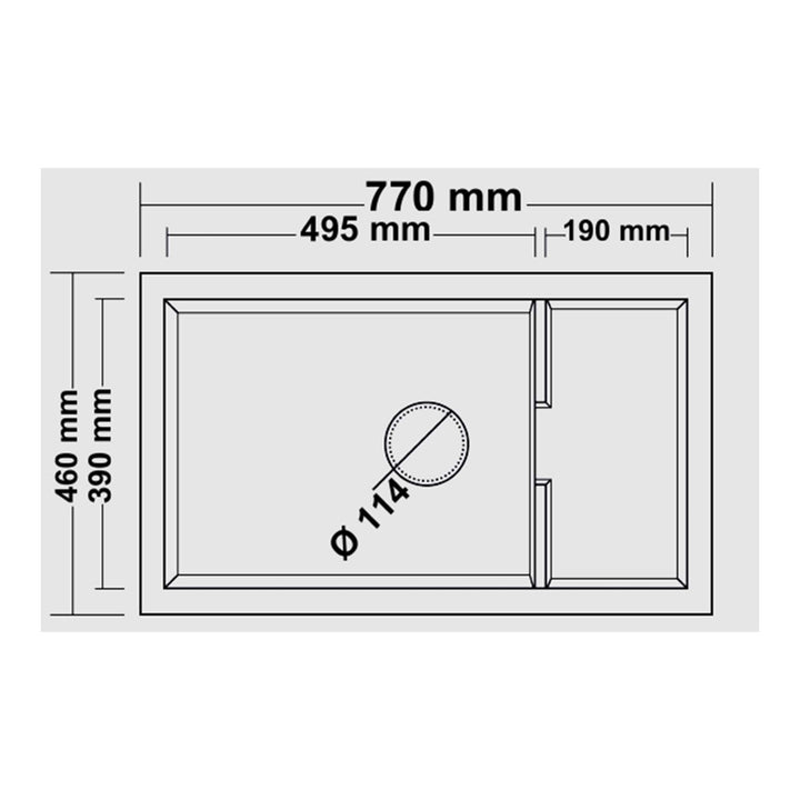 Real Stone Patara Granit Eviye Gri — Teknik çizim