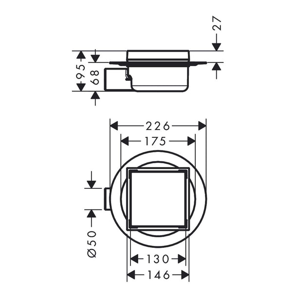 Hansgrohe RainDrain Spot Komple Set 150/150  Seramik Kaplanabilir Kapak