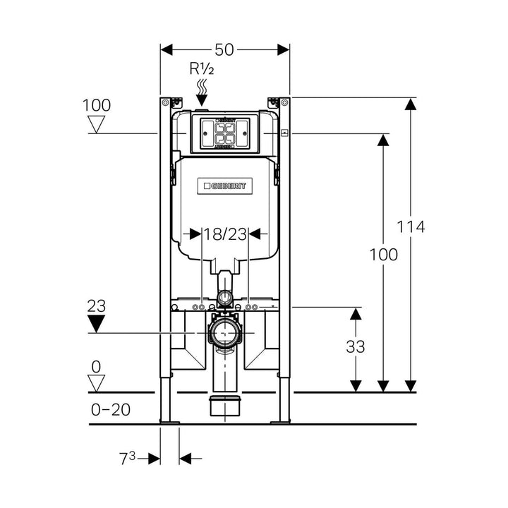 Geberit Alpha Gömme Rezervuar 8 cm Duofix — Teknik çizim