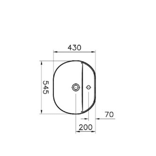 Vitra Geo Oval Çanak Lavabo 55 cm batarya delikli teknik fotograf