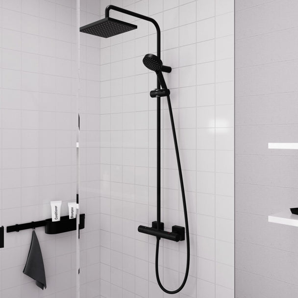 Hansgrohe Vernis Shape 230 1jet Siyah Duş Kolonu Termostat ile
