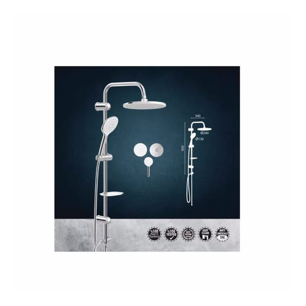 Valtemo Deluxe Krom Rain Duş Kolonu