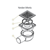 Hüppe MasterX Yalıtımsız Noktasal Su Gideri 15 x 15 cm Mat Yandan Çıkışlı