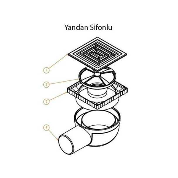 Hüppe MasterX Yalıtımsız Noktasal Su Gideri 15 x 15 cm Mat Yandan Çıkışlı