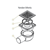 Hüppe MasterX Yalıtımsız Noktasal Su Gideri 10 x 10 cm Mat Yandan Çıkışlı