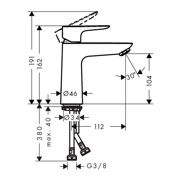 Hansgrohe Talis E Lavabo Bataryası 110 Bronz  Kumandasız