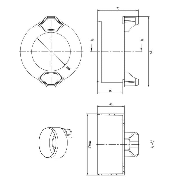 Aco Hexaline Alttan Çıkış Parçası 100 mm 319286