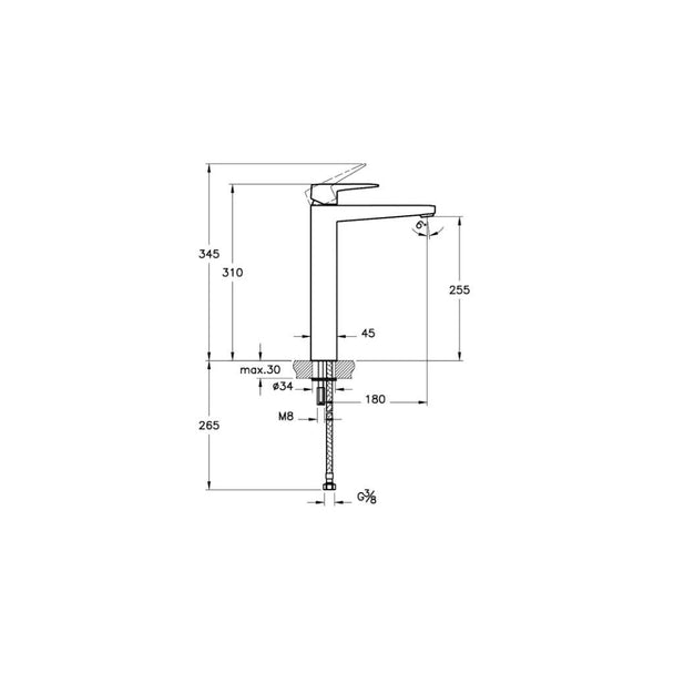 Artema Root Square Lavabo Bataryası (Yüksek)
