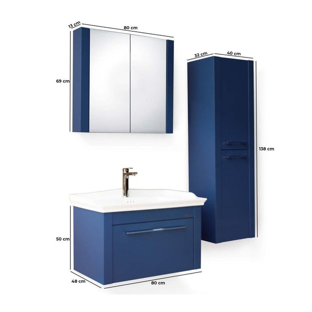 Blue Banyo Bozcaada 80 Banyo Dolabı Seti