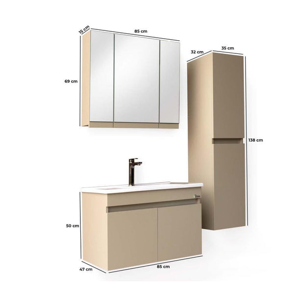 Blue Banyo Kaputaş 85 Banyo Dolabı Seti