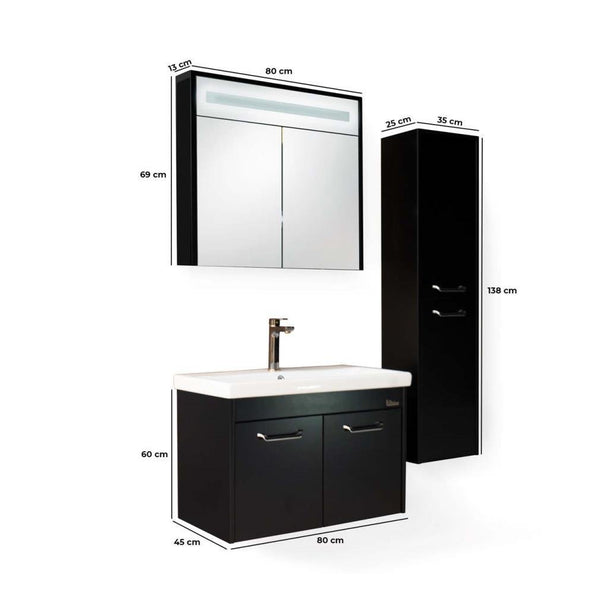 Blue Banyo Manyas 80 Banyo Dolabı Seti