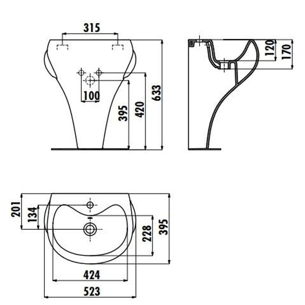Creavit Ducky Ayaklı Lavabo 40x52 Mavi DC052-00CB00E-MA00
