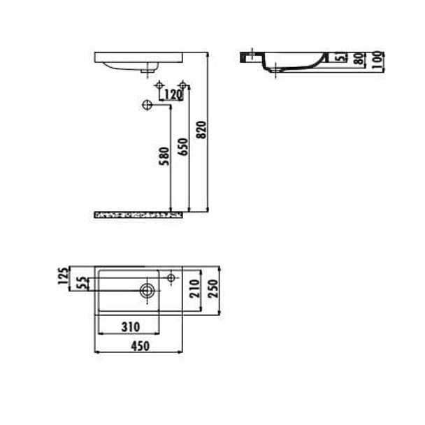 Creavit Elmas 25x45 cm Lavabo TP025