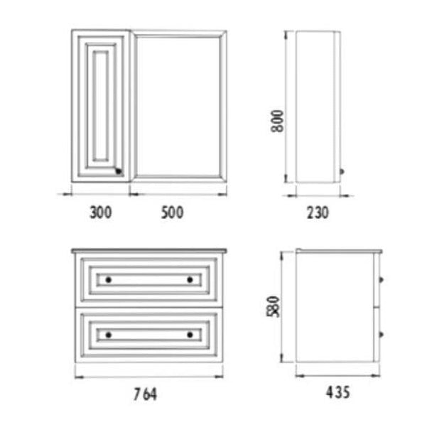 Creavit Kayra 80 cm Takım Mat Gri Çekmeceli (KY0080.42+KY4001.01+KY1030.01)