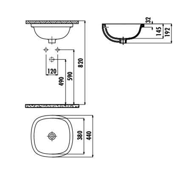 Creavit Solo 38x38 cm Tezgah Altı Lavabo SO037