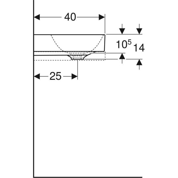 Geberit One Çanak Lavabo Dikey Çıkış 50x40 Batarya Delikli