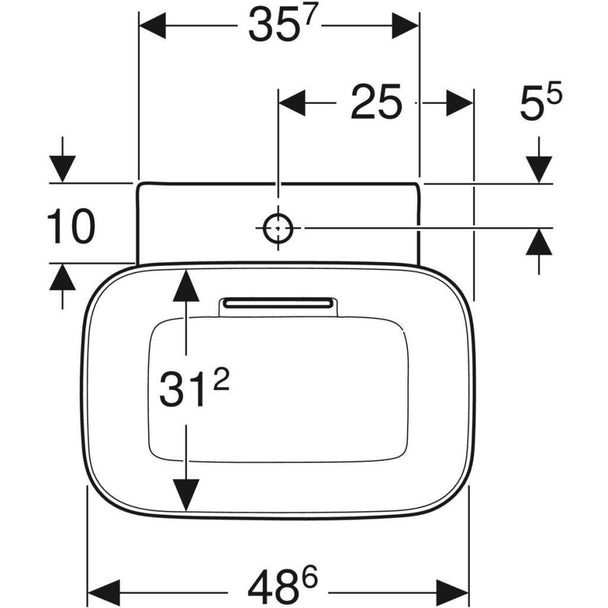 Geberit One Çanak Lavabo Yatay Çıkış 50x42 Batarya Delikli