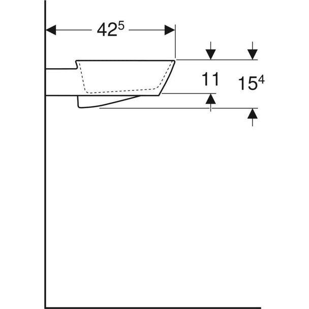 Geberit One Çanak Lavabo Yatay Çıkış 50x42 Batarya Delikli