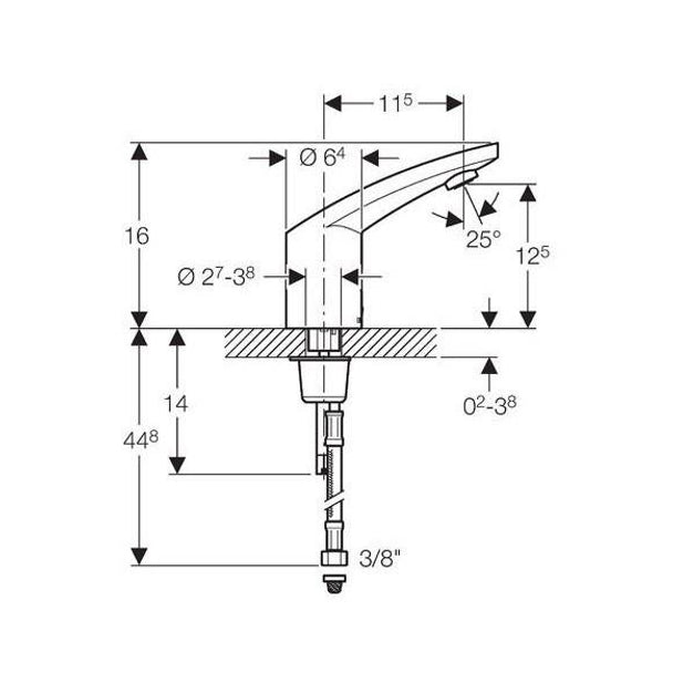 Geberit Type 185 Fotoselli Lavabo Bataryası Çift Su Girişli Elektrikli 116.145.21.1
