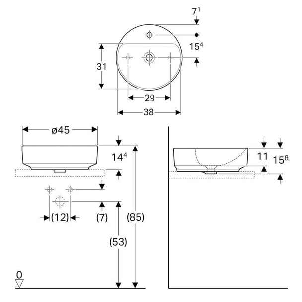 Geberit VariForm Çanak Lavabo Yuvarlak 45 cm 500.769.01.2